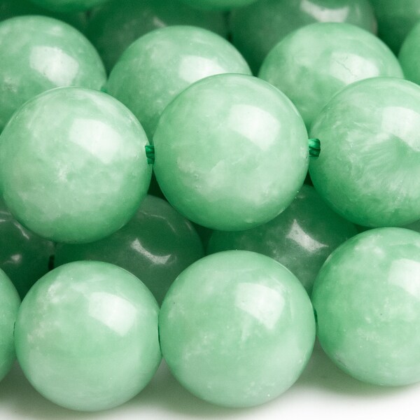 Genuine Natural Jade Gemstone Beads 8MM Green Round AAA Quality Loose Beads (119056)