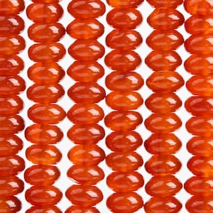 Genuine Natural Carnelian Gemstone Beads 8x4MM Red Rondelle AAA Quality Loose Beads (103101)