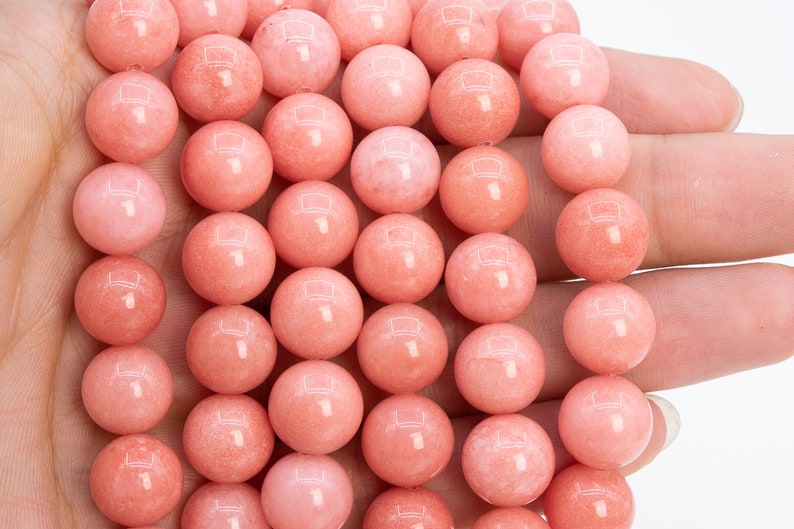 32 16 Pcs 111330 12MM Quartz Beads Coral Pink Color Grade AAA Natural Round Gemstone Loose Beads
