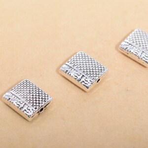 10 pcs 10x10mm Square Spacer Beads Antique Silver Tone 63585-2407