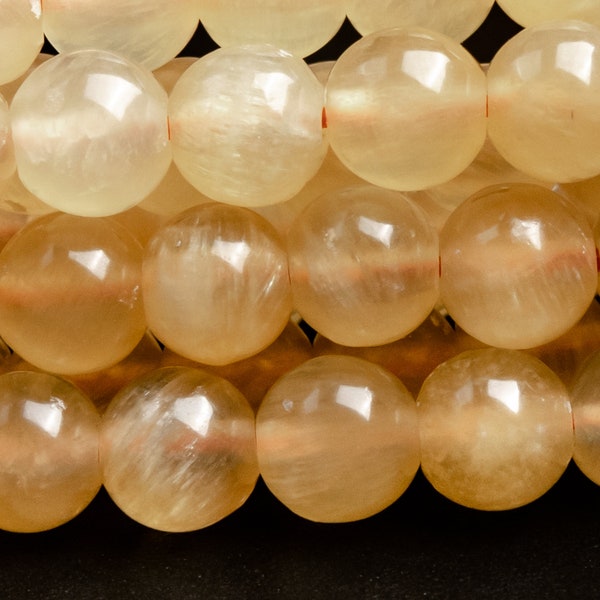 Genuine Natural Calcite Gemstone Beads 6MM Yellow Round AAA Quality Loose Beads (123677)