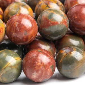 Perline di pietra preziosa naturale Creek Jasper, rotonde rosse, 12 mm, qualità AAA (101737)