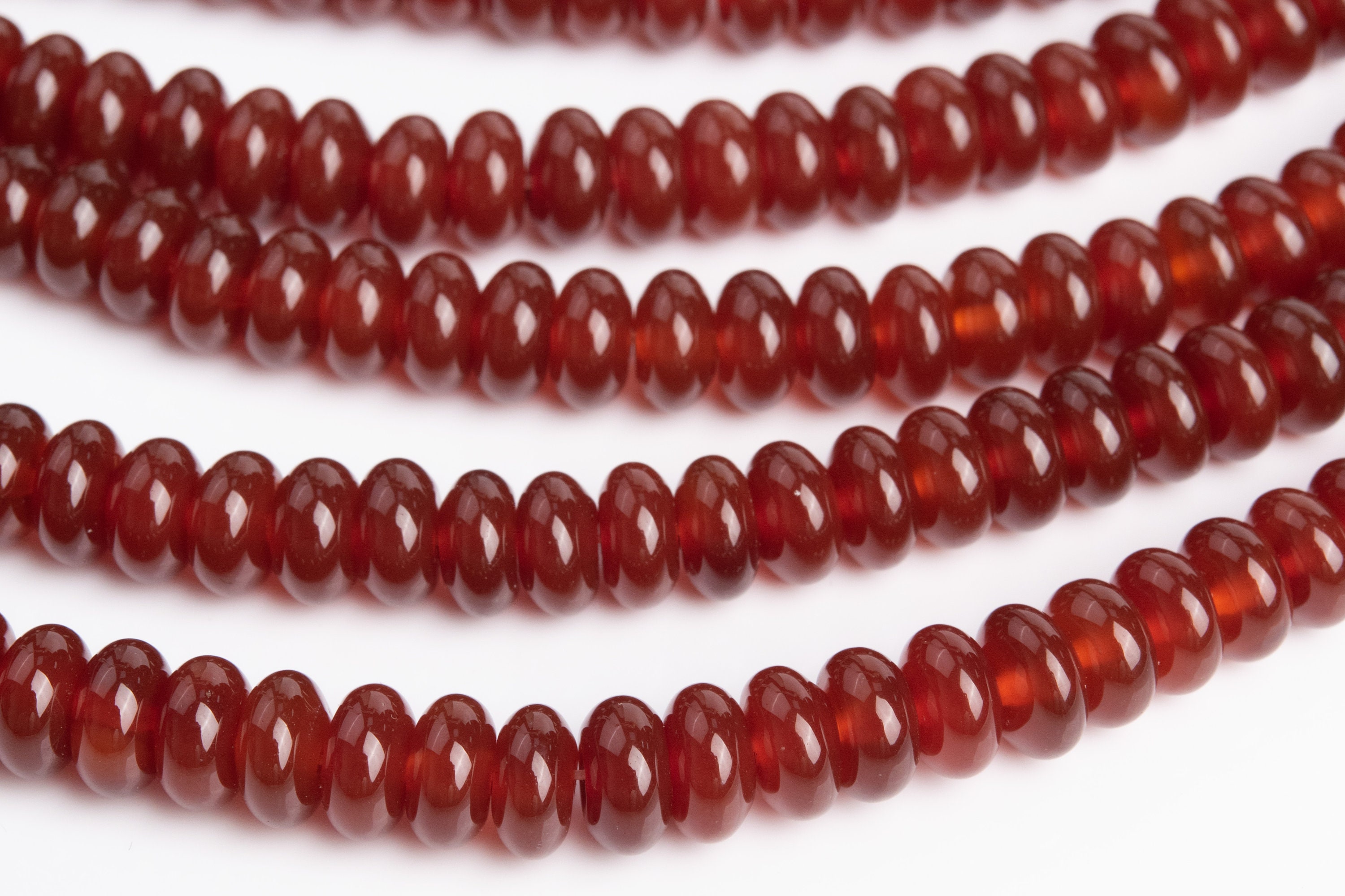 Genuine Natural Carnelian Gemstone Beads 8x4MM Deep Red Rondelle AAA Quality Loose Beads (123872)