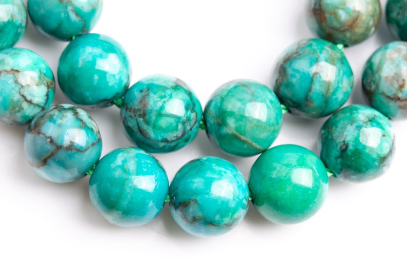 Magnesite Turquoise Gemstone Beads 6-7MM Peacock Green Round AAA Quality Loose Beads 108945 image 2