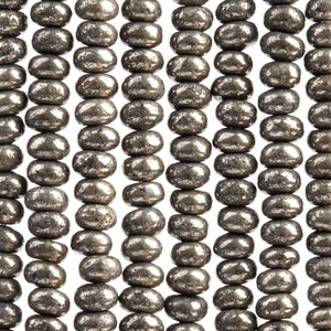 Genuine Natural Pyrite Gemstone Beads 4x2MM Copper Rondelle AAA Quality Loose Beads (102138)