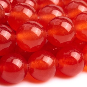 Jade Gemstone Beads 8MM Sun Red Round AA Quality Loose Beads (100995)