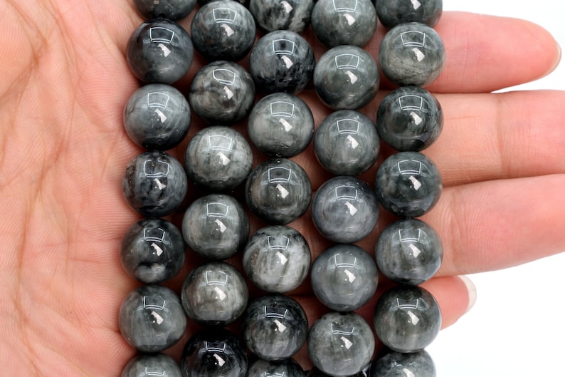 11-12MM Gray Chrysoberyl Cat Eye Beads Grade AA Genuine Natural Round Gemstone Loose Beads 17 Pcs 105944