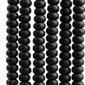 Genuine Natural Obsidian Gemstone Beads 8x5MM Matte Black Rondelle A Quality Loose Beads (117569)