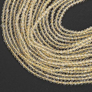 Genuine Natural Lemon Quartz Gemstone Beads 3MM Yellow Faceted Round AAA Quality Loose Beads (110609)