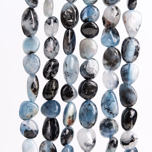 Genuine Natural Aquamarine Biotite Inclusions Gemstone Beads 8x5MM Blue Pebble Chips A Quality Loose Beads (117434)