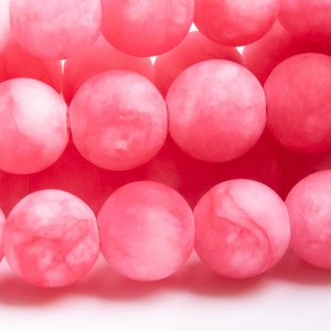 Jade Gemstone Beads 6MM Matte Rose Red Round Quality Loose Beads (100939)