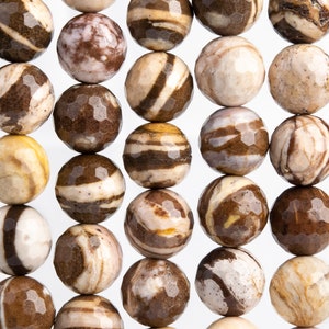 Genuine Natural Australia Zebra Jasper Gemstone Beads 12MM Brown Micro Faceted Round AAA Quality Loose Beads (101992)