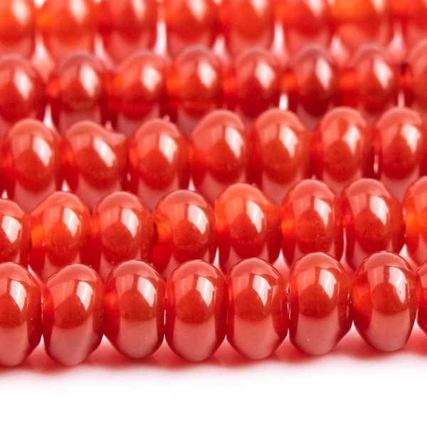 Genuine Natural Carnelian Gemstone Beads 6x3MM Red Rondelle AAA Quality Loose Beads (102390)