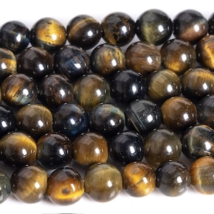 Genuine Natural Yellow Blue Tiger Eye Beads Gemstone Beads 4MM 6MM Light yellow Round AAA Quality Loose Beads