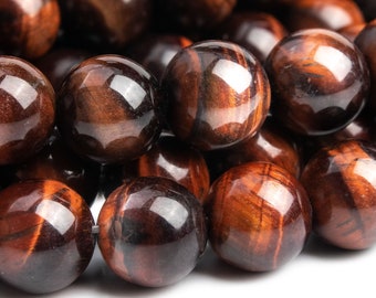 Genuine Natural Tiger Eye? Gemstone Beads 12MM Mahogany Red Round AA Quality Loose Beads (101741)