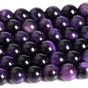 Tiger Eye Gemstone Beads 4MM Deep Purple Round AAA Quality Loose Beads (126171)