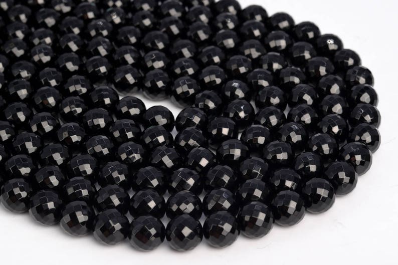 103437 10MM Black Agate Beads Grade AAA Genuine Natural Micro Faceted Round Gemstone Loose Beads 37 19 Pcs