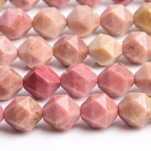 Genuine Natural Rhodonite Gemstone Beads 9-10MM Haitian Flower Star Cut Faceted AAA Quality Loose Beads (104314)