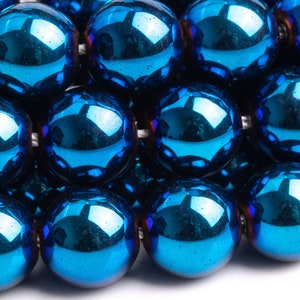 Hematiet edelsteenkralen 8 MM blauwe ronde losse kralen AAA-kwaliteit (101330)