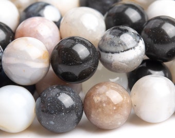 Genuine Natural Parral Dendritic Agate Gemstone Beads 8MM White&Black Round AAA Quality Loose Beads (104506)