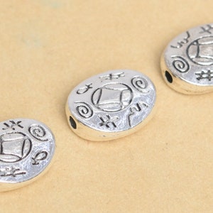 10 Pcs - 10x9MM Antique Silver Tone Oval Spacer Beads (63648-2409)