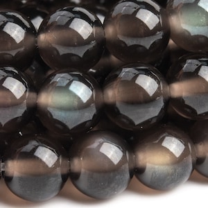 Genuine Natural Obsidian Transparent Gemstone Beads 6MM Rainbow Round AAA Quality Loose Beads (102951)