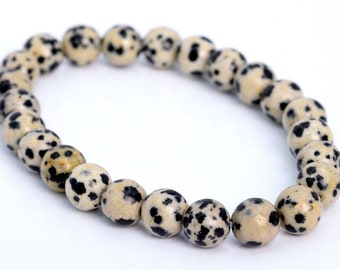 Dalmatian and matte black gemstone bracelet with 8m beads