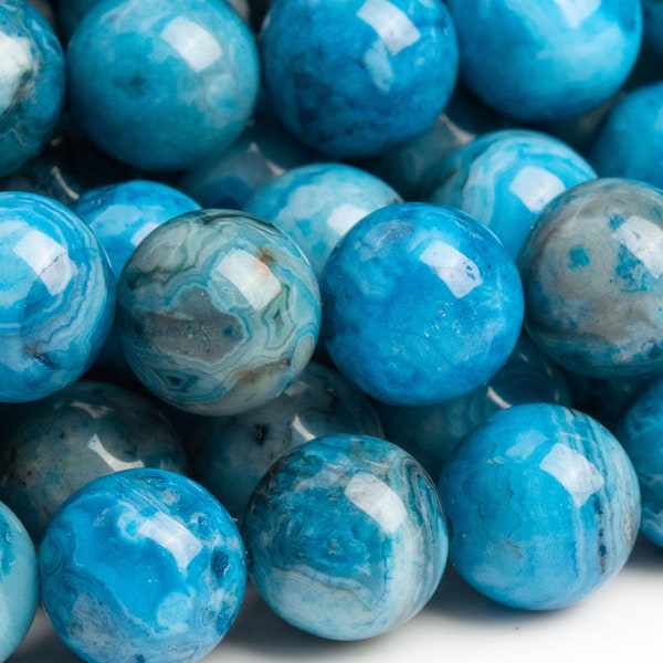 Crazy Lace Agate Gemstone Beads 8MM Blue Round AAA Quality Loose Beads (103032)