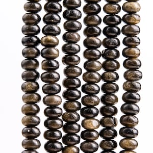 Genuine Natural Golden Obsidian Gemstone Beads 6x4MM Rondelle A Quality Loose Beads (117570)