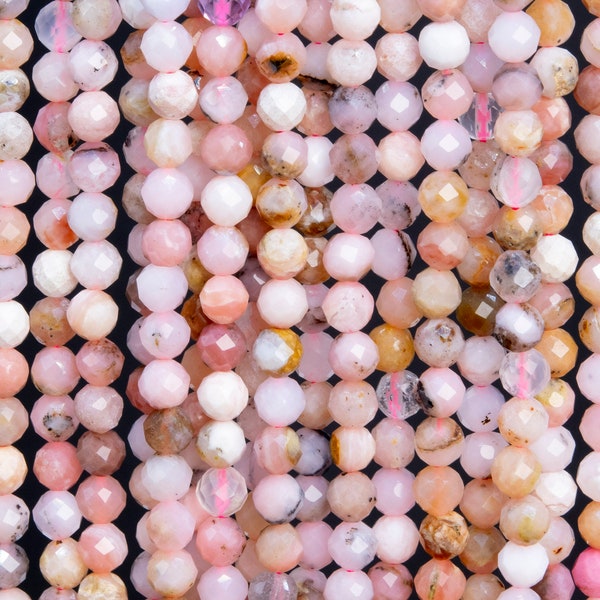 Genuine Natural Opal Gemstone Beads 4MM Pink Faceted Round AA Quality Loose Beads (113279)
