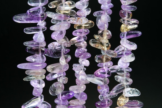 Genuine Natural Ametrine Gemstone Beads 12-24x3-5mm Purple