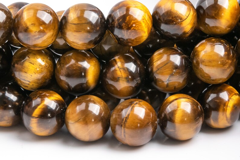 Genuine Natural Tiger Eye Gemstone Beads 10MM Yellow Round AA Quality Loose Beads 100197 image 1