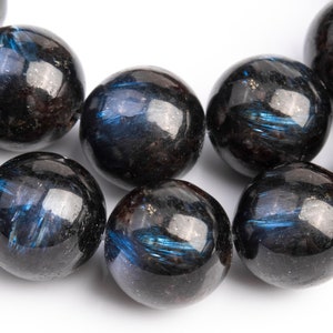 Genuine Natural Russian Arfvedsonite Gemstone Beads 11MM Black Round AA Quality Loose Beads (116280)
