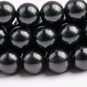 Echte natürliche Jet Edelstein Perlen 8 MM Schwarz Runde AAA Qualität lose Perlen (118781)