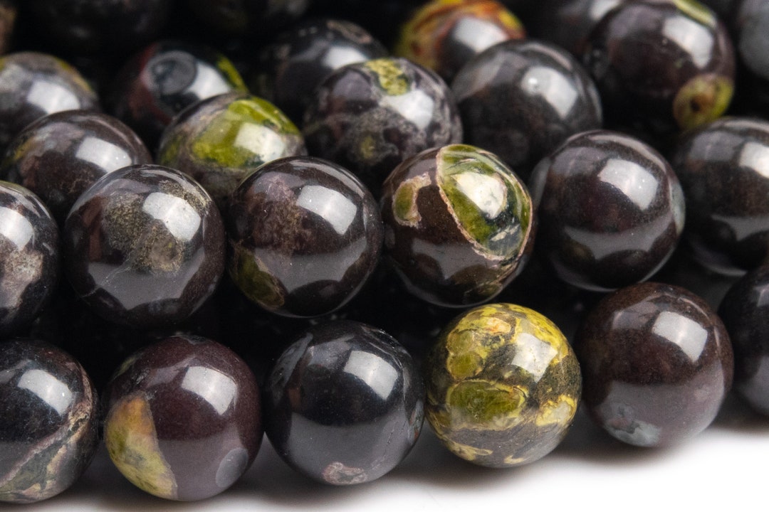 Genuine Natural Ocean Fossil Jasper Gemstone Beads 6MM Black & Green