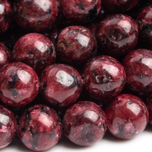 Jade Gemstone Beads 7-8MM Deep Red Round AA Quality Loose Beads (106284)