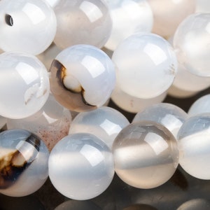 Genuine Natural Flower Agate Gemstone Beads 6MM Clear Round AAA Quality Loose Beads (101753)
