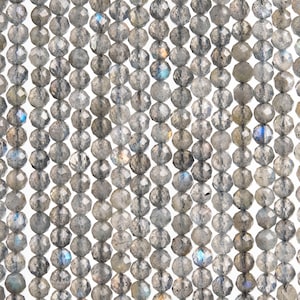 Genuine Natural Labradorite Gemstone Beads 3MM Light Gray Faceted Round AAA Quality Loose Beads (107633)