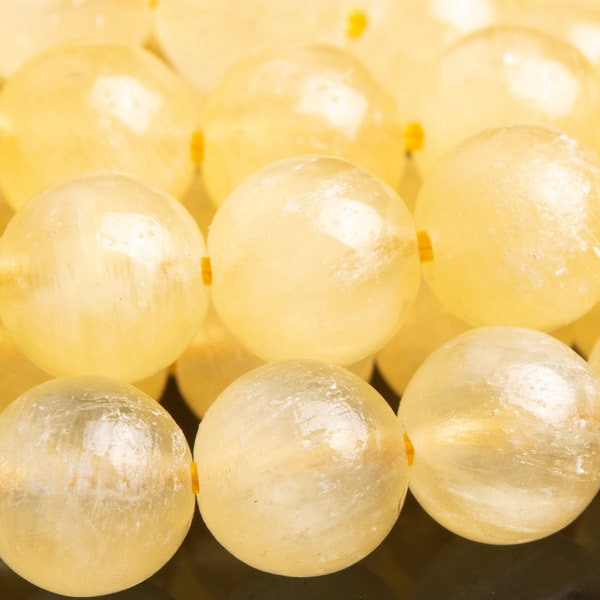 Genuine Natural Calcite Gemstone Beads 8MM Honey Yellow Round AA Quality Loose Beads (116698)