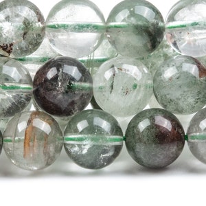 Genuine Natural Phantom Quartz Gemstone Beads 12MM Brown & Green Round AA Quality Loose Beads (124820)
