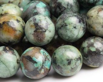Genuine Natural African Turquoise Gemstone Beads 8MM Round AAA Quality Loose Beads (100163)