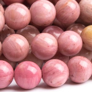 Genuine Natural Rhodonite Gemstone Beads 6-7MM Haitian Flower Round AAA Quality Loose Beads (100075)