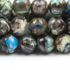 Genuine Natural Peruvian Barite Gemstone Beads 6-7MM Blue Green Round AAA Quality Loose Beads (124630)