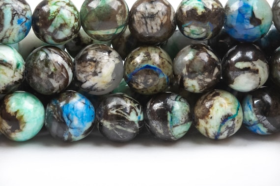Genuine Natural Peruvian Barite Gemstone Beads 6-7MM Blue Green Round AAA Quality Loose Beads (124630)