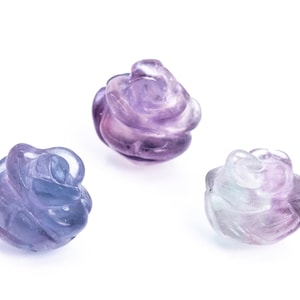 5 Pcs - 10MM Purple Green Fluorite Beads Grade AAA Genuine Natural Rose Carved Gemstone Flower Beads (112579)