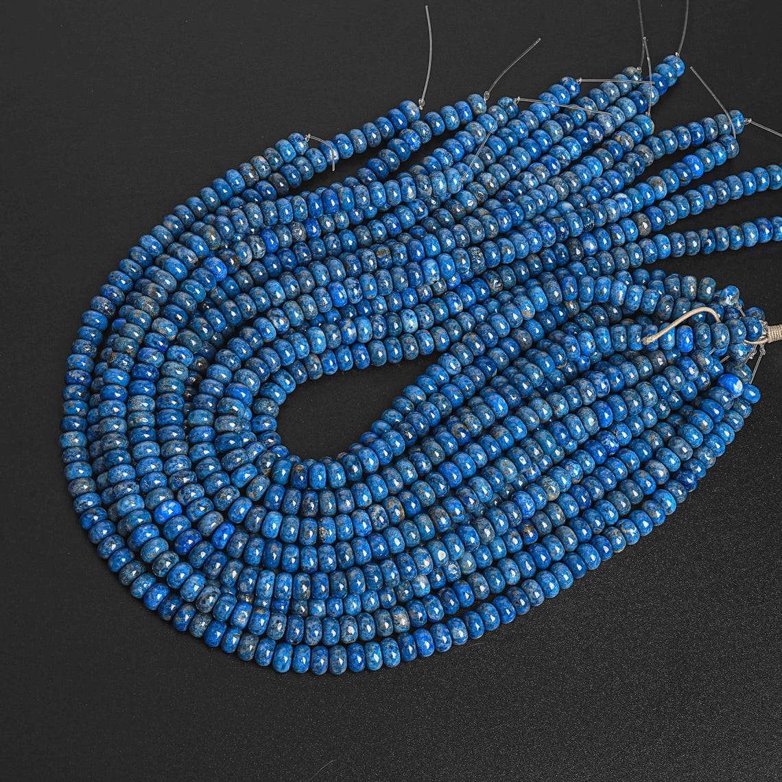 Genuine Natural Lapis Lazuli Gemstone Beads 8X5MM Vivid Blue Rondelle ...