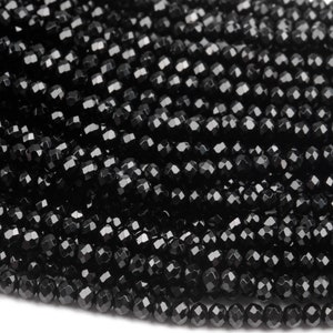 Jade Gemstone Beads 3x2MM Black Faceted Rondelle AAA Quality Loose Beads (124916)