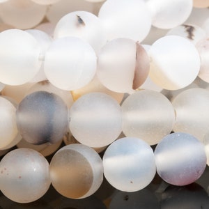Genuine Natural Flower Agate Gemstone Beads 6MM Matte Round AAA Quality Loose Beads (101757)