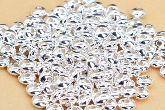 10個入り - 6 x 3 MM スターリングシルバー ソーサースペーサービーズ