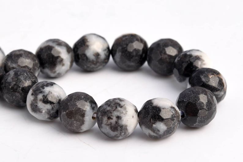 8MM Black /& White Zebra Jasper Beads Grade AAA Genuine Natural Micro Faceted Round Gemstone Loose Beads 47 24 Pcs 103125